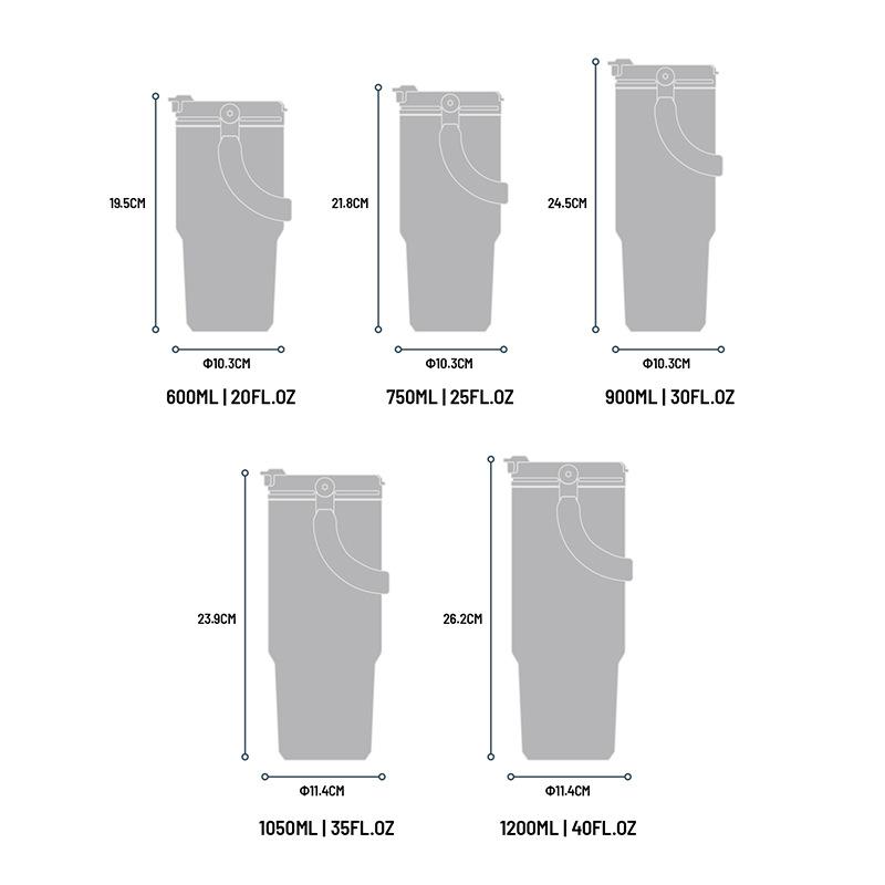 Tyeso Stainless Steel Vacuum Flasks Handle Thermos Cup Dual-Drink Coffee Cup Cold & Hot Insulated Cup Tumbler Ice Cup Car Bottle