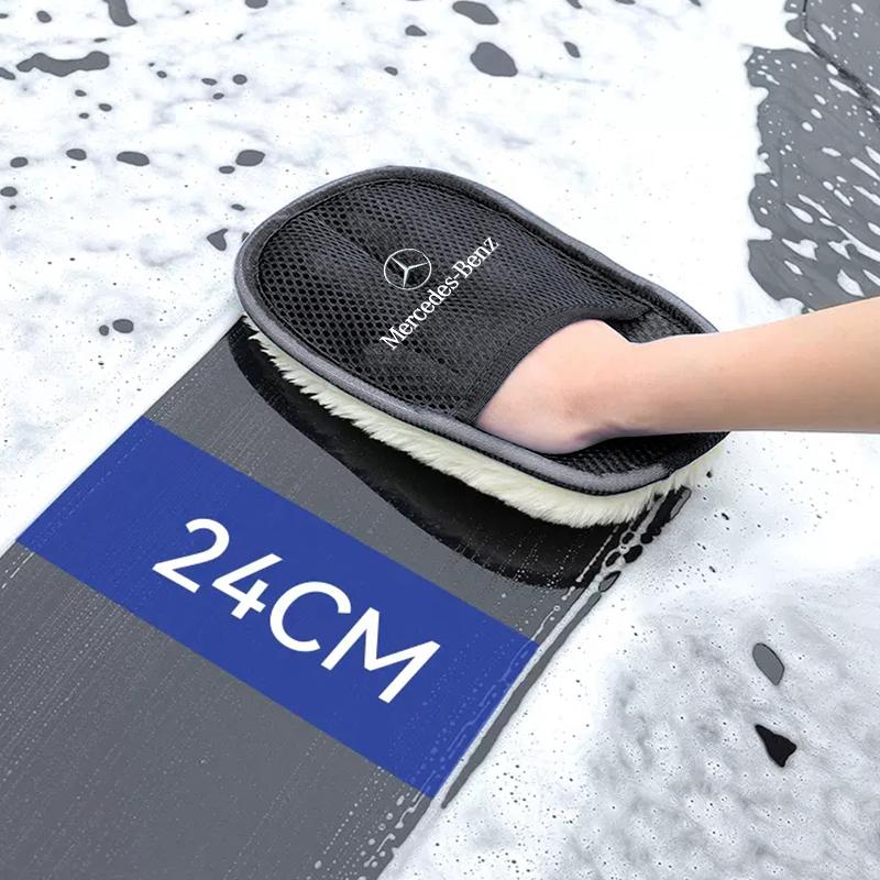 WLX4 For Mercedes Benz W210 W176 AMG CLS CLE CLA GLA GLB GLS Class A GLE W222 Car Plush Cleaning Gloves Thickening Wool Wash Towel