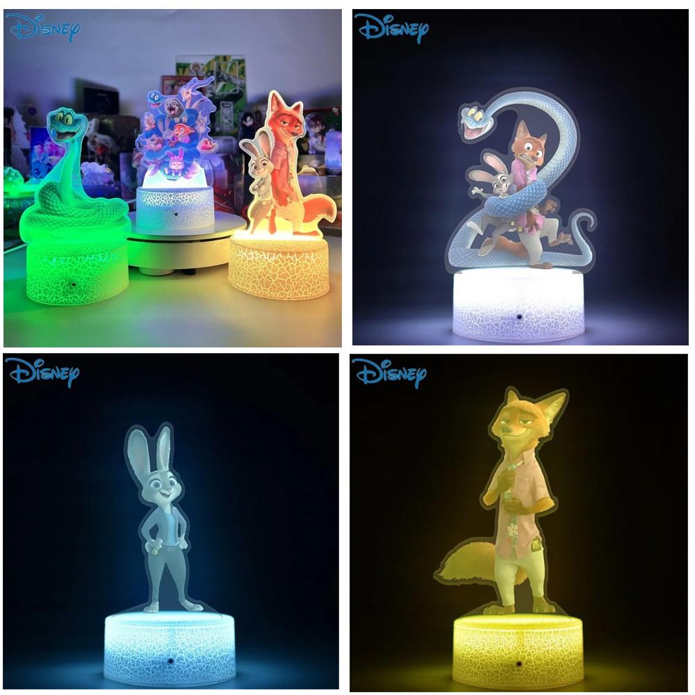 Zootopia Cute Anime Bedroom Decoration Usb Night Lights Kids Birthday Personalized Gift Aesthetic Room Decor