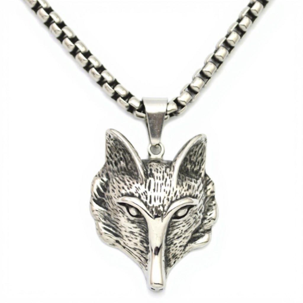 Stainless Steel Charm Nine Tailed Fox Pendant Animal Fox Head Pendants