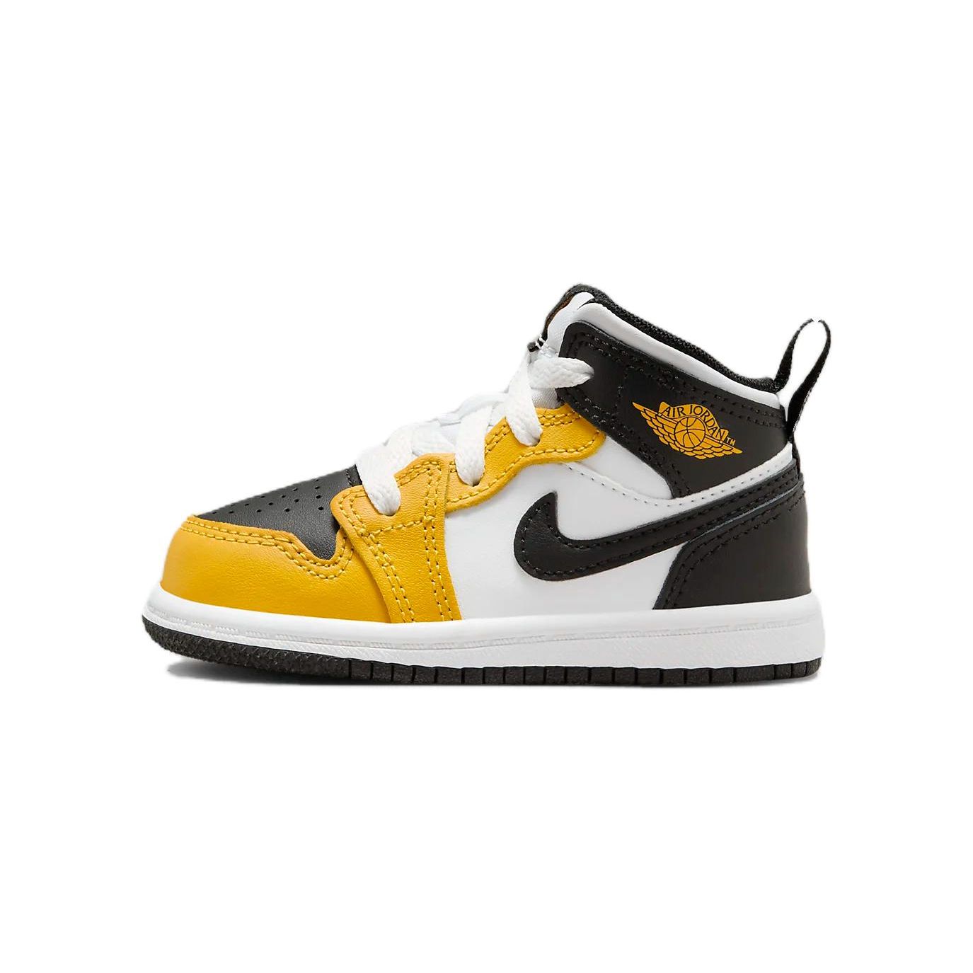 

Кроссовки Air Jordan 1 Mid TD Yellow Ochre Baby черные белые DQ8425-701 18.5