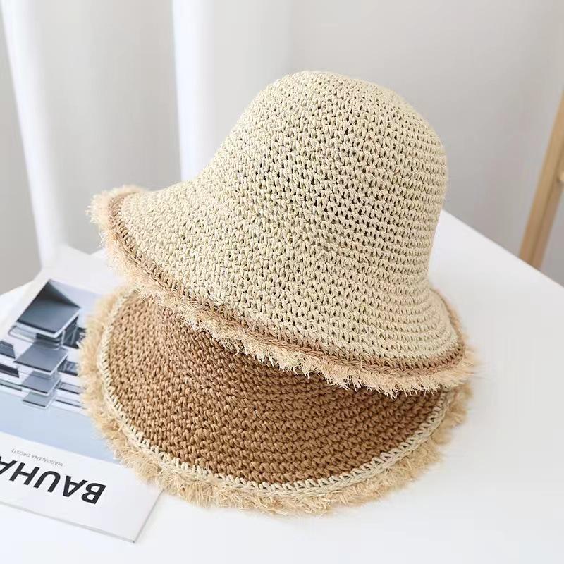 Lafite Grass-brimmed Hat Women's Summer Seaside Beach Cover Foldable Sun Hat Small Fresh Fisherman Woven Straw Hat