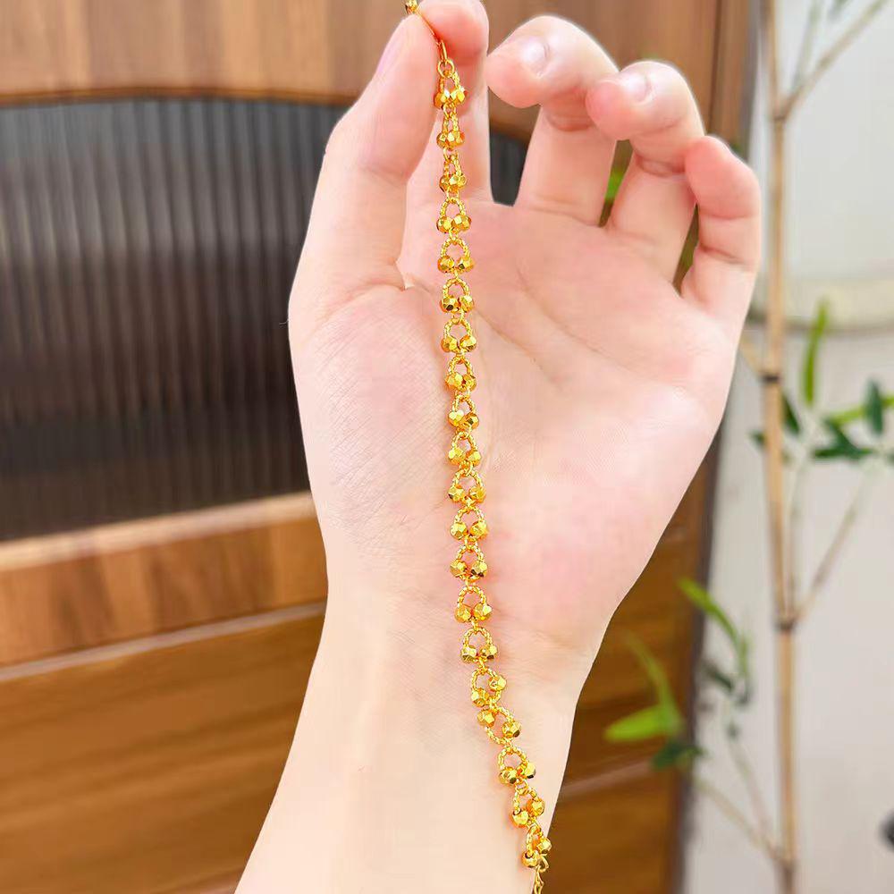 Gold Interlocking Circle Disco Bead Bracelet – Women's Luxurious Starry Sky Design