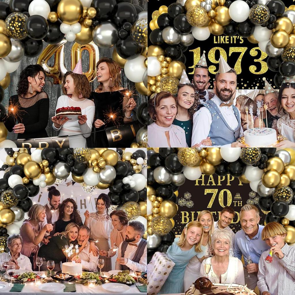 159PCS Black and Gold Latex Balloon Set Suitable for Birthday Parties, Weddings, Valentine's Day Parties, and Decoration