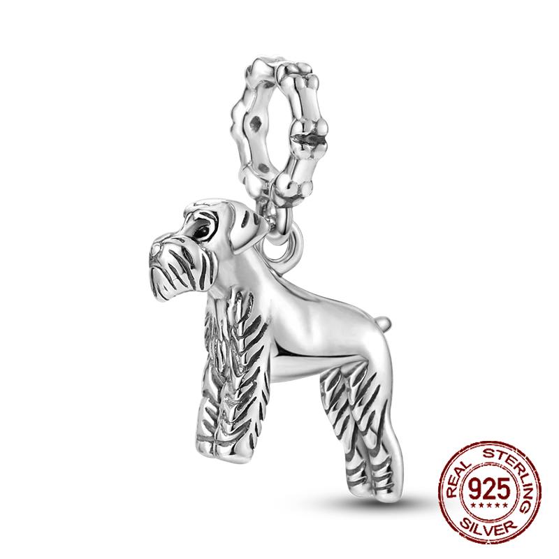 Inlaid Zircon Charm Beads Copper Color Love Heart Snake Dangle Fit Original Bracelet Charms Pendant Jewelry