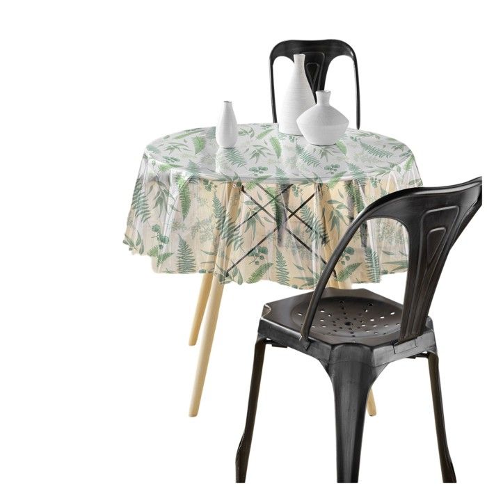 Nappe ronde transparente 140 cm Feuilles aurea
