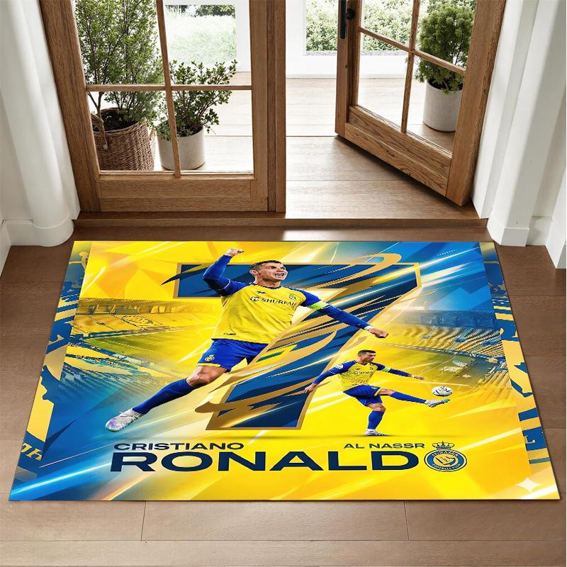 Cristiano Ronaldo Design Crystal Velvet Rug Soft Decorative Mat for Bedroom Entrance