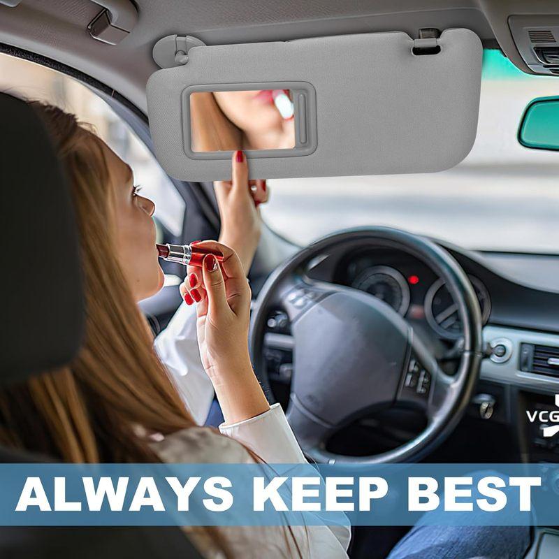 Car Sun Visor with Makeup Mirror Suitable for Toyota Auris Corolla 2008 2009 2010 2011 2012 2013 #74320-02711-E0 Grey Beige