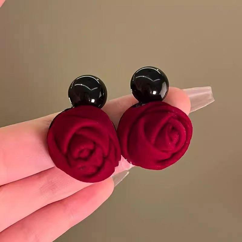 Silberne Nadel Tropfenöl Rote Perlen Ohrstecker - Eleganter & Vielseitiger Schmuck für Damen
