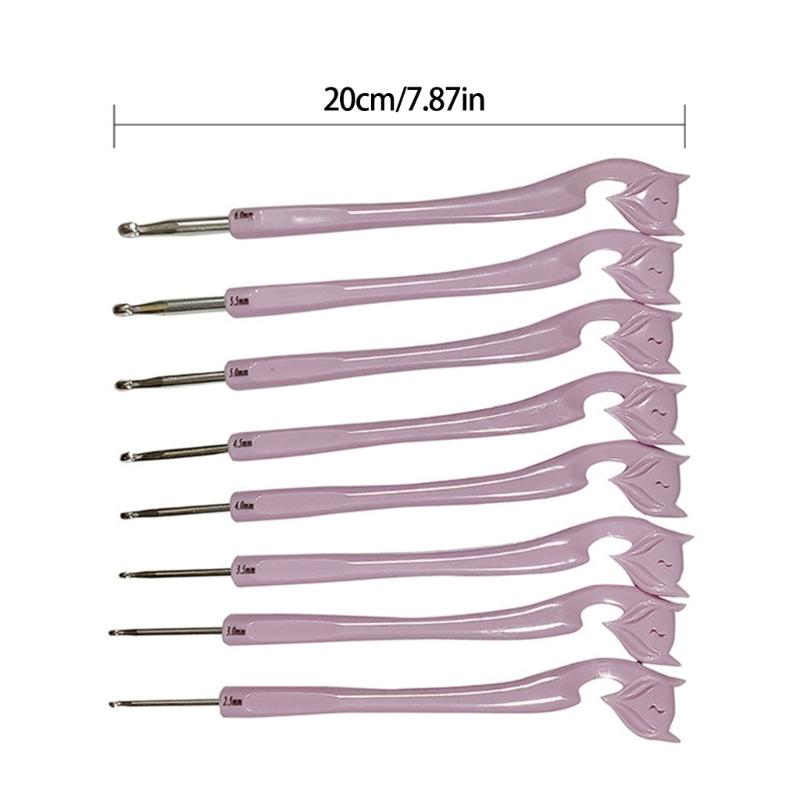 8Pcs Ergonomic Grip Crochet Hook for Knitting Weaving Colored Plastic Handle Crochet Hooks for Beginner 2.5mm-6.0mm