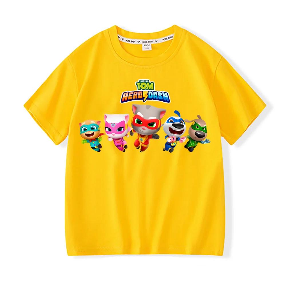 Koszulka Anime Talking Tom Lato Dzieci 100% bawełna Koszulka Śliczny Kreskówkowy Chłopiec Dziewczynka Top Niemowlę Maluch Krótki Rękaw ubrania dla dzieci