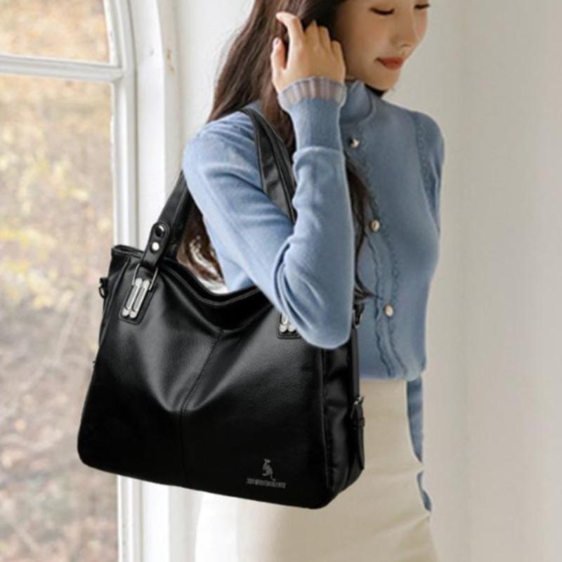 Elegant Vintage PU Leather Handbag for Women Large Capacity Shoulder Bag Top Handles & Detachable Shoulder Strap Simple Daily Bag Ladies Holiday Gifts