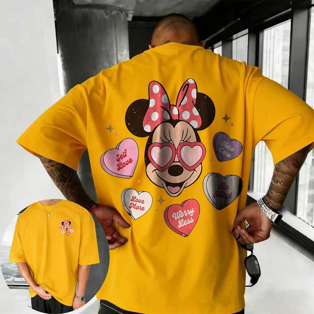 Summer 2026 Disney Cute Mickey Mouse Print Tshirt 100 Pure Cotton Shortsleeved Casual Loose Breathable Top Unisex