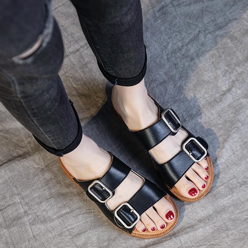 Slippers Women's Shoes Flat Heels Thick-soled Casual and Comfortable Soft-soled Cowhin-soled Sandals