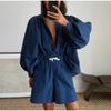 Women's Long Sleeved Shirt Shorts Set Summer New Style Casual Loose Fit Solid Color Versatile Daily Commuting Style Women's Loose Clothing Set