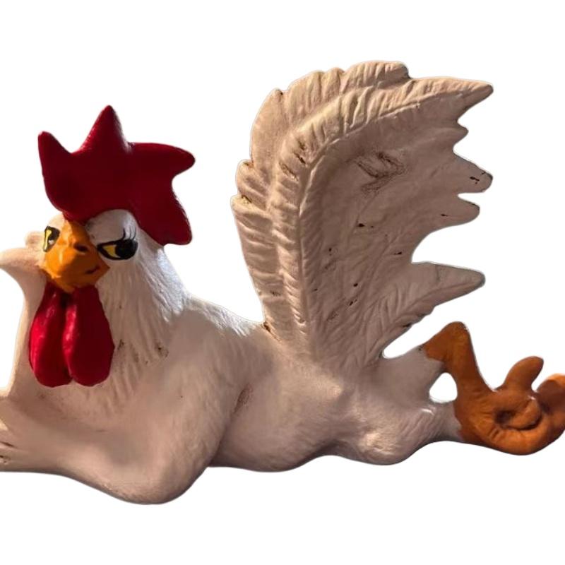 Creative Cock Decorative Figurines Resin Crafts Ornaments Funny Glamorous Big Tail Cock for Desk Home Decoration Accessories