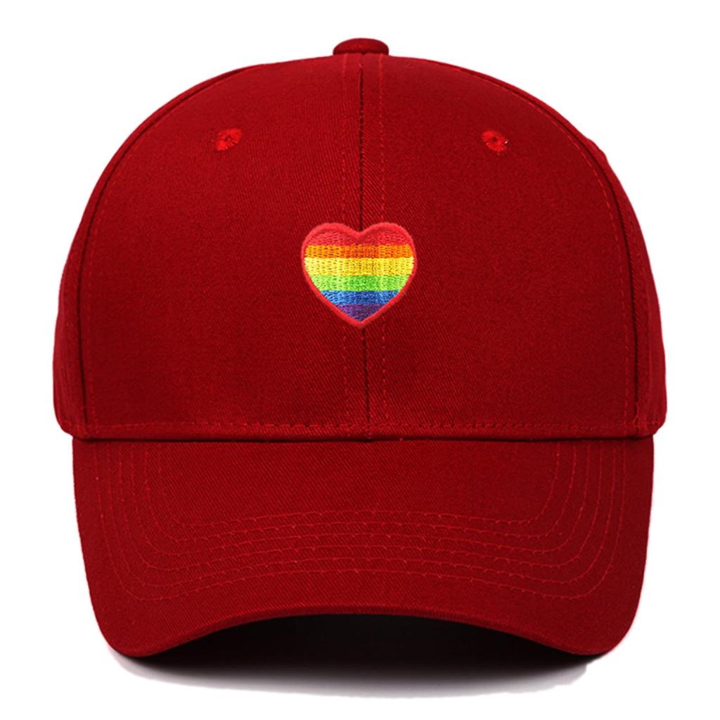 Rainbow Heart Embroidered Baseball Cap - Breathable Sun Protection Dad Hat for Outdoor Sports