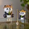 Garden Statue Resin Panda Fishing Figurines Sculpture Yard Art Ornament For Fairy Garden Patio Lawn Balcony Housewarming Gifts