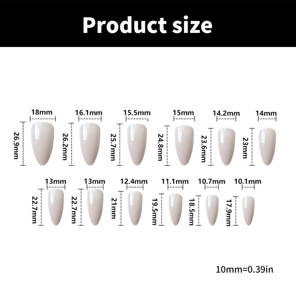 Almond Press On Nail Glossy Fake Nail Stick On Nail In 12 Sizes 24Pcs French Nails Tips for DIY Nails Art Decorations
