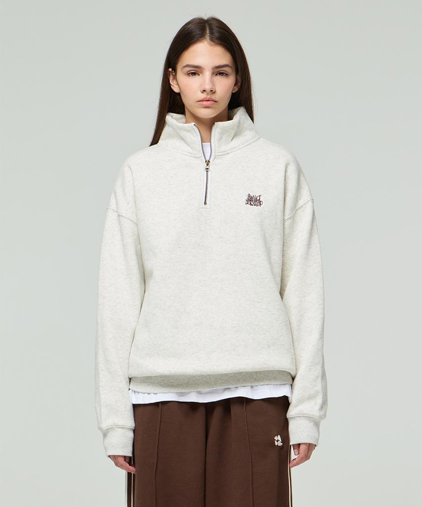 URBANAGE Wild Logo Oversized Half-Zip_Oatmeal