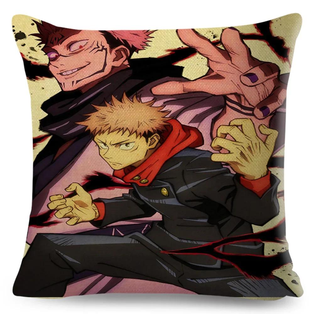 Jujutsu Kaisen Cushion Cover for Sofa Home Children Room Decor Cartoon Japanese Anime Print Pillowcase Polyester Pillow Case