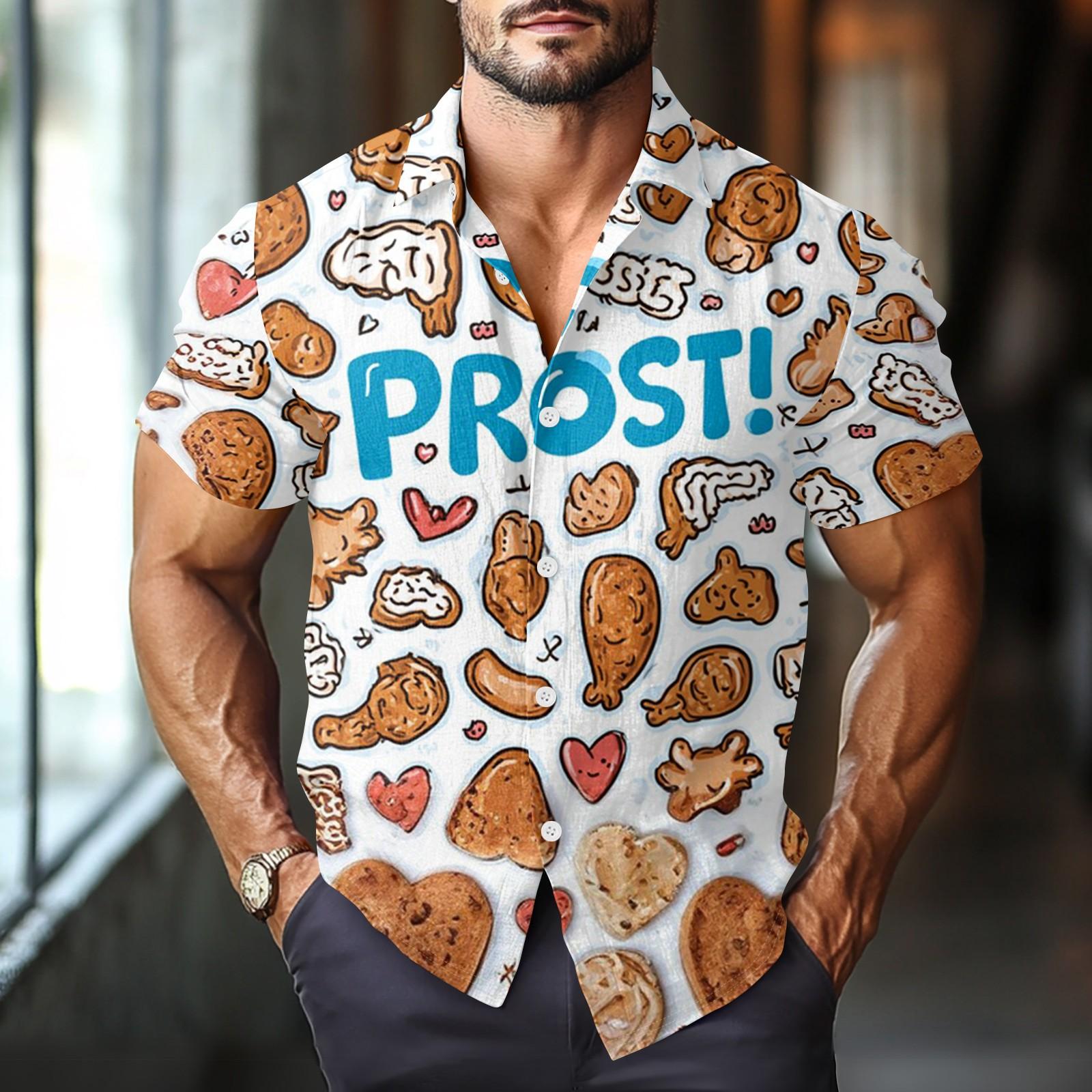 

Мужская повседневная рубашка с короткими рукавами и принтом «День независимости» L хаки