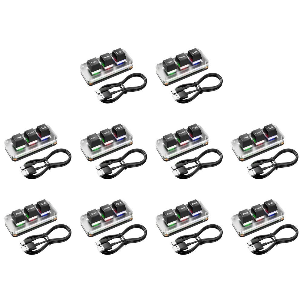 

T0# RGB Mini Cut Copy Paste Keyboard 3-Key USB Type-C Gaming Mechanical Keyboard