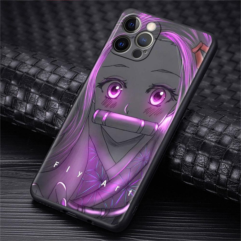 Pouzdro Case Pro Apple iPhone 14 11 13 7 12 Pro 7 XR XS Max 8 Plus 6 14Pro 13Mini Černé Měkké Telefonní Coque Anime Demon Slayer