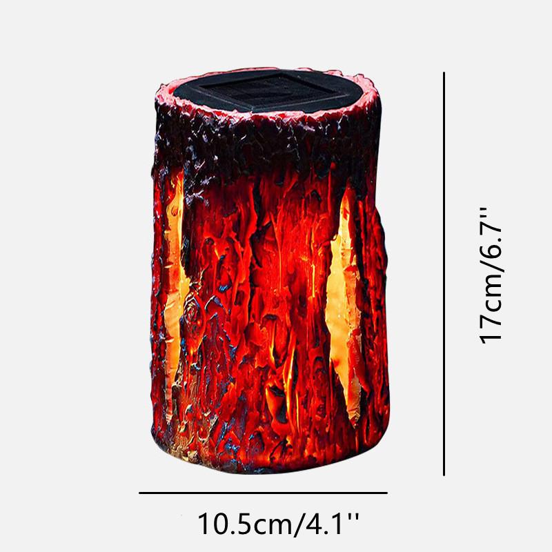 Lumini de lanternă Stump On Fire, lumini de lanternă cu flacără pâlpâitoare, iluminat de peisaj alimentat cu energie solară pentru decorarea grădinii