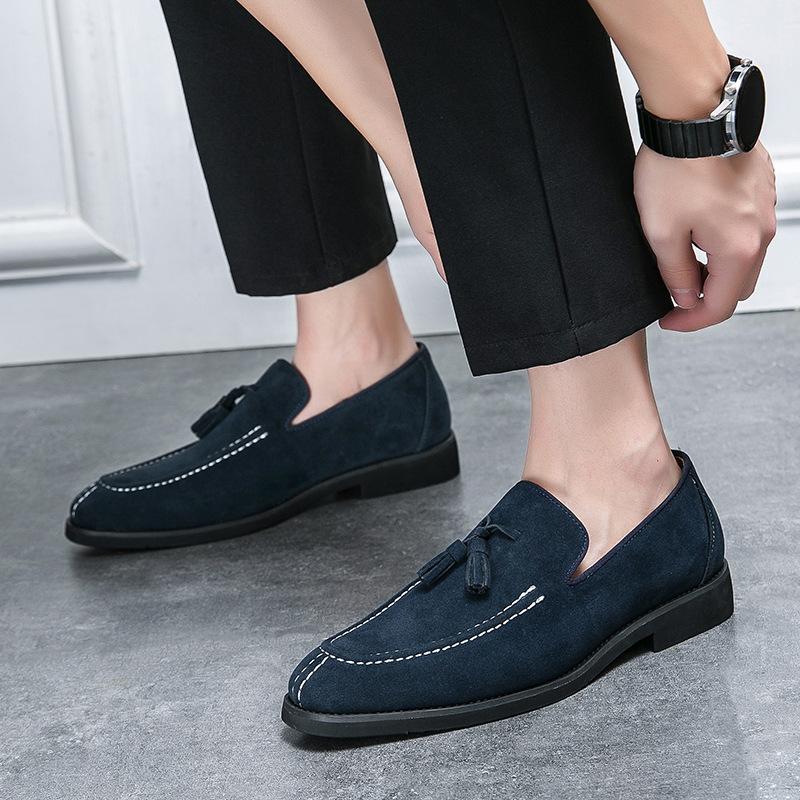 Large Size Suede Business Tassel Loafers Men's British Fashion Purple Dress Leather Shoes Wedding Men's Shoes