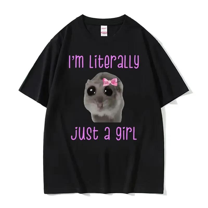 Lustiges Trauriges Hamster Meme Weinen Großes Auge Niedliche Maus T-Shirt Damen Mode Kawaii Kleidung T-Shirts Damen T-Shirt
