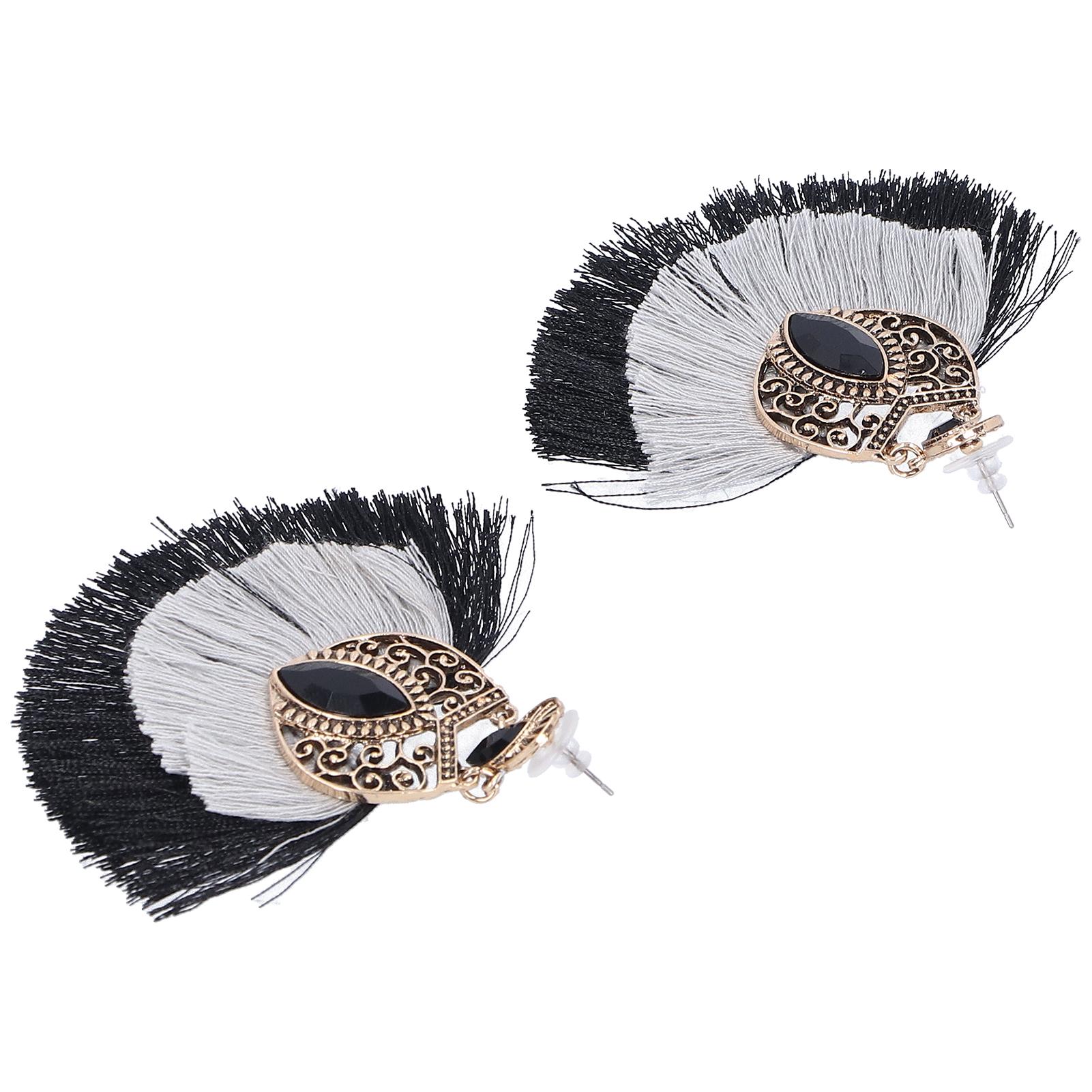 1 Pair Retro Alloy Double Tassel Fanshaped rring Ethnic rdrop for Women Girls