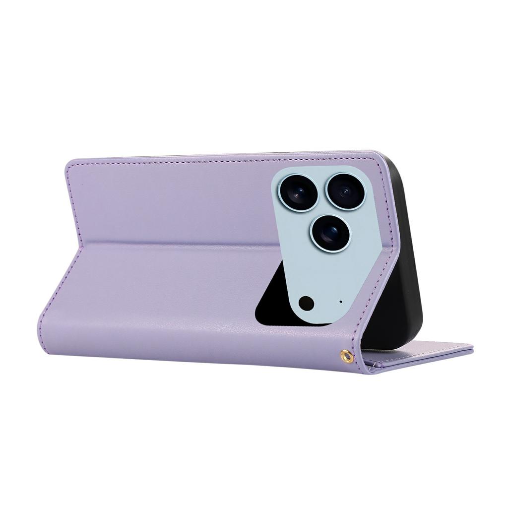 For iPhone 17 Pro Case RFID Blocking Wallet Stand Rhombus Leather Phone Cover with Wrist Strap