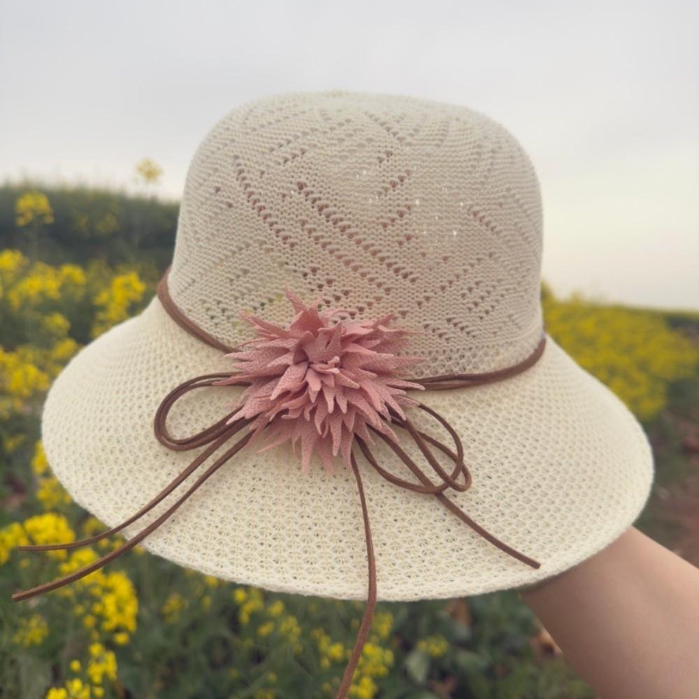 New Sunscreen Sun Caps Big Flower Casual Bucket Hat Sun Cap Outdoor