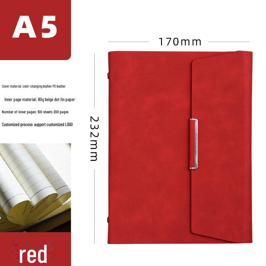 A5 Dreifach gefaltetes Business-Loseblatt-Notizbuch mit nachfüllbarer Metallschnalle und anpassbarer Geschenkbox