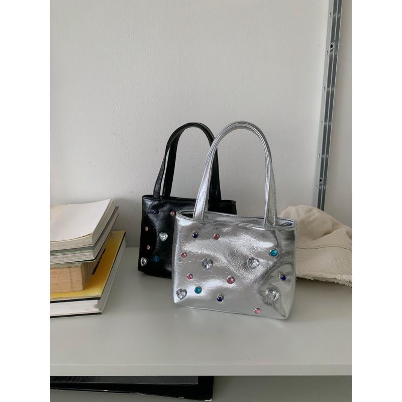 Geantă de nișă cu strasuri portabilă pentru femei Stil nou fierbinte Geantă crossbody Geantă tote În argint Geantă pentru telefon mobil Trend