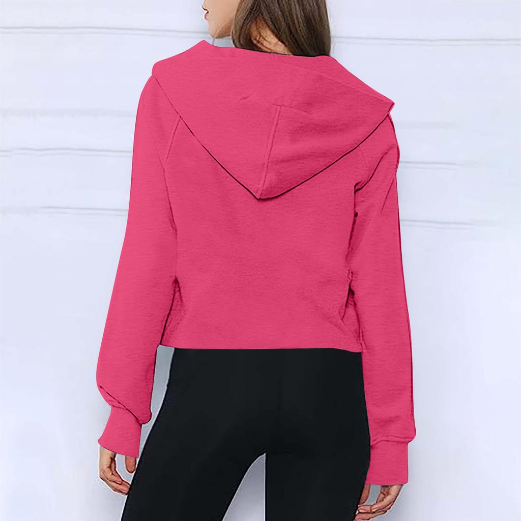 2025 Autumn Winter New Women's Scuba Sports Half-Zip Yoga Loose Short Hooded Fleece Lined Sweatshirt