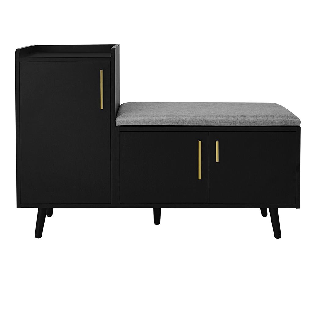 Modern Shoe Bench with Three Storage Doors, Asymmetrical Metal Handles and Multiple Levels for Storage - W100/D34/H69 cm(old sku WF318094AAA)