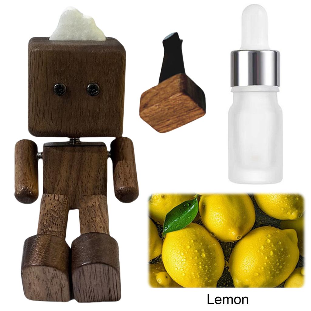 Shaking Wooden Man Fragrance Diffuser Figurine Car Decoration Small Ornaments Leg-swinging Robot Figurine Cute Wood Man Car Goo
