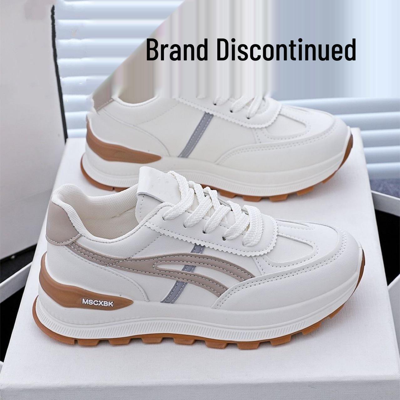 

2025 Women s Versatile Leather Sneakers: Lightweight, Thick Sole Running & Casual Shoes 37 коричневий