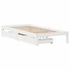 VidaXL Bed Frame with Drawers White 100x200 Cm Solid Pine Wood, Slatted Base, Double Bed Frame, Wooden Bed Frame 3301945