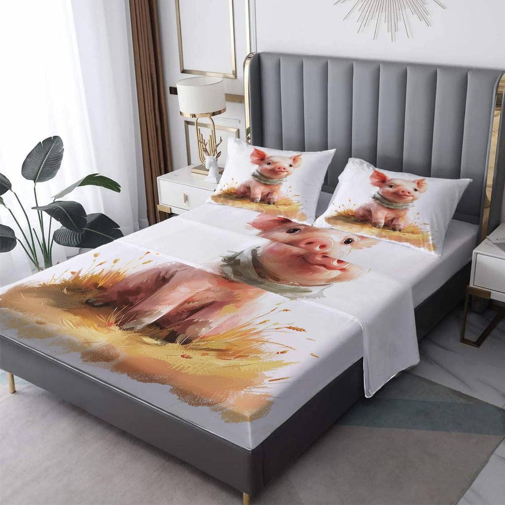 Starry Sky Swing Bear Pattern Mattress Four-Piece Bedding Set Bedroom Dormitory Bedding Decoration