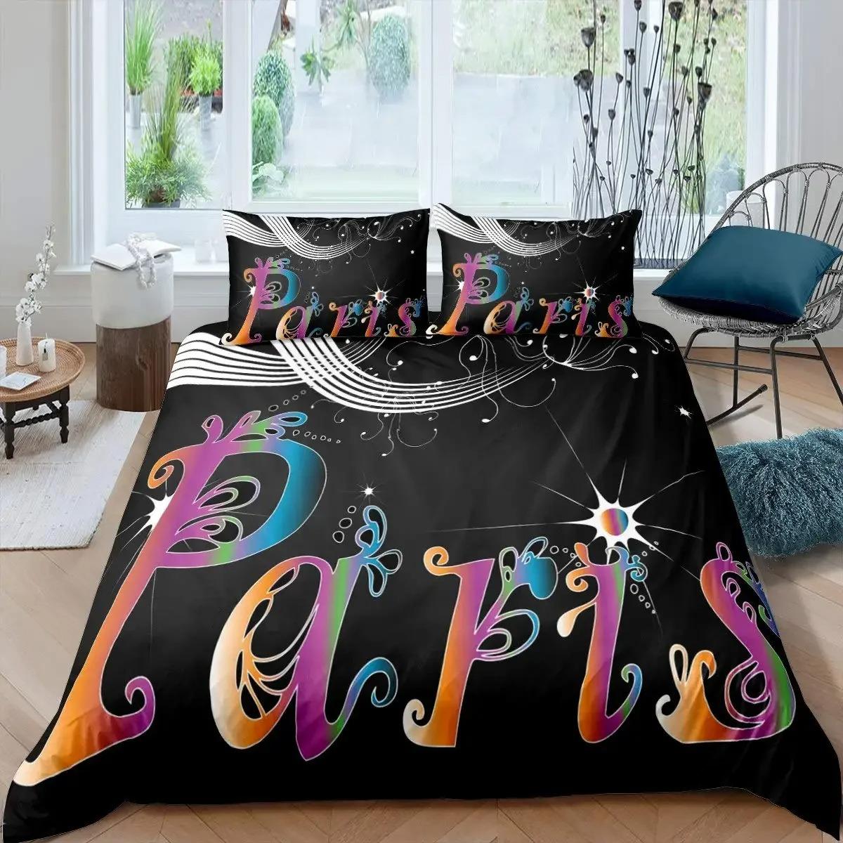 

Париж пододеяльник комплект постельного белья Эйфелева башня комплект постельного белья во французском стиле постельное белье двуспальное двуспальное королевского размера полиэстеровый стеганый чехол 70x133cm 2pcs