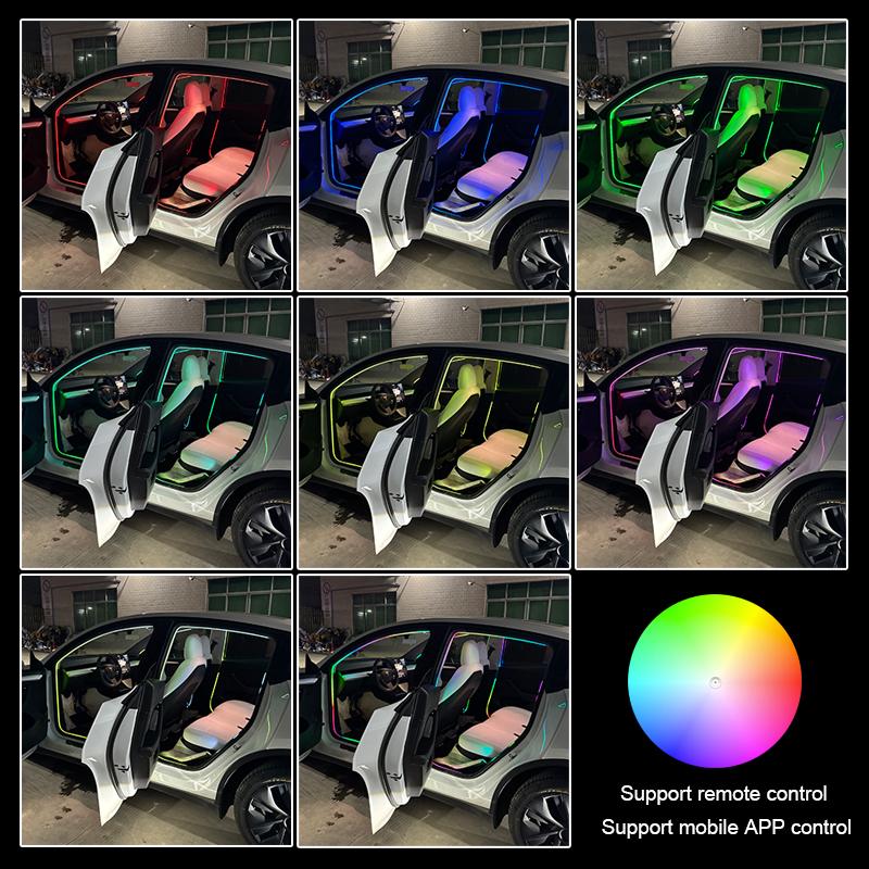 137.8 inch Car Door Frame Ambient Light LED Symphony RGB Atmosphere Decoration Lamp App Control USB Plug Acrylic Strip for SUV