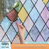 Laser Colored Diamond Grid Privacy Film: Frosted Glass Sticker, Electrostatic & Glue-Free