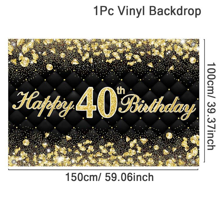 30. 40. 50. Happy Birthday Party Hintergrund Schwarz Gold Diamant Hintergrund Banner 30. 40. 50. Geburtstag Party Dekoration