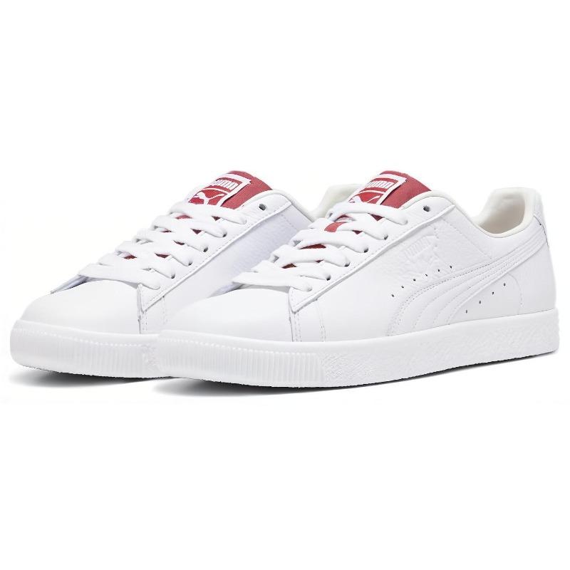 PUMA Clyde Varsity 2 Unisex Low Top Skate Shoes White Red 396491-01
