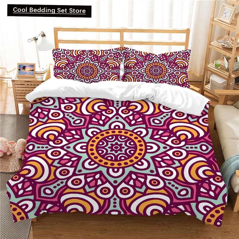 Bohemian Floral King Queen Duvet Cover Boho Mandala Cashew Flowers Bedding Set Exotic Tribe Style 2/3pcs Polyester Quilt Cover