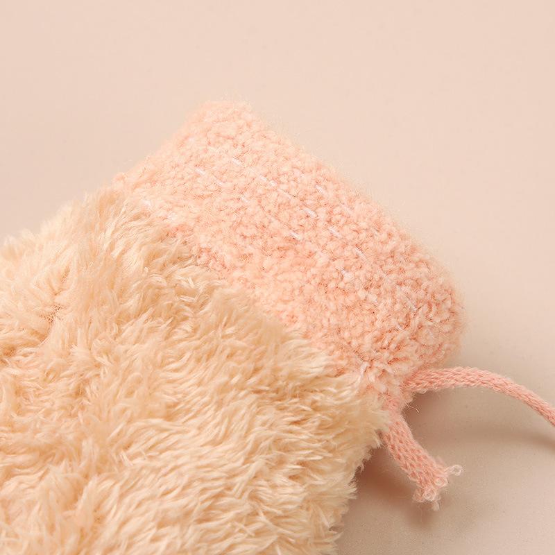 Winter Plus Velvet Children's Gloves Kindergarten Baby Warm and Cold Proof Gloves Cute Finger Rope Knitted Cotton Gloves