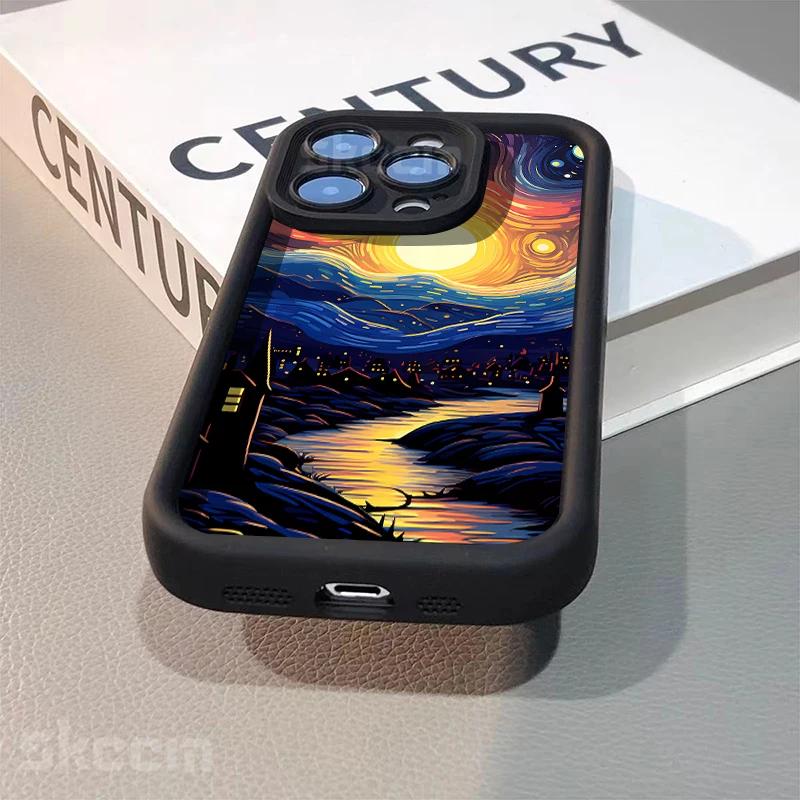 VanGogh Oil Painting Starry Sky Phone Case For iPhone 16 Pro Max 15 14 13 12 11 Pro Max XS X XR 7 8 Plus Shockproof Cover